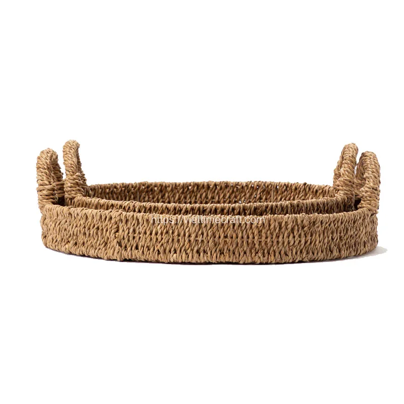 Round Seagrass Tray With Handle