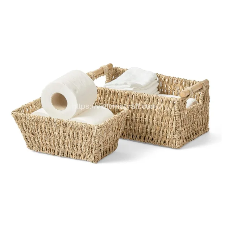 Handwoven Seagrass Basket for Toilet Paper