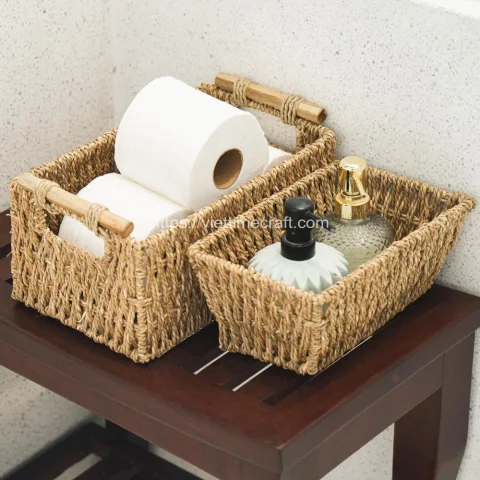 Handwoven Seagrass Basket for Toilet Paper