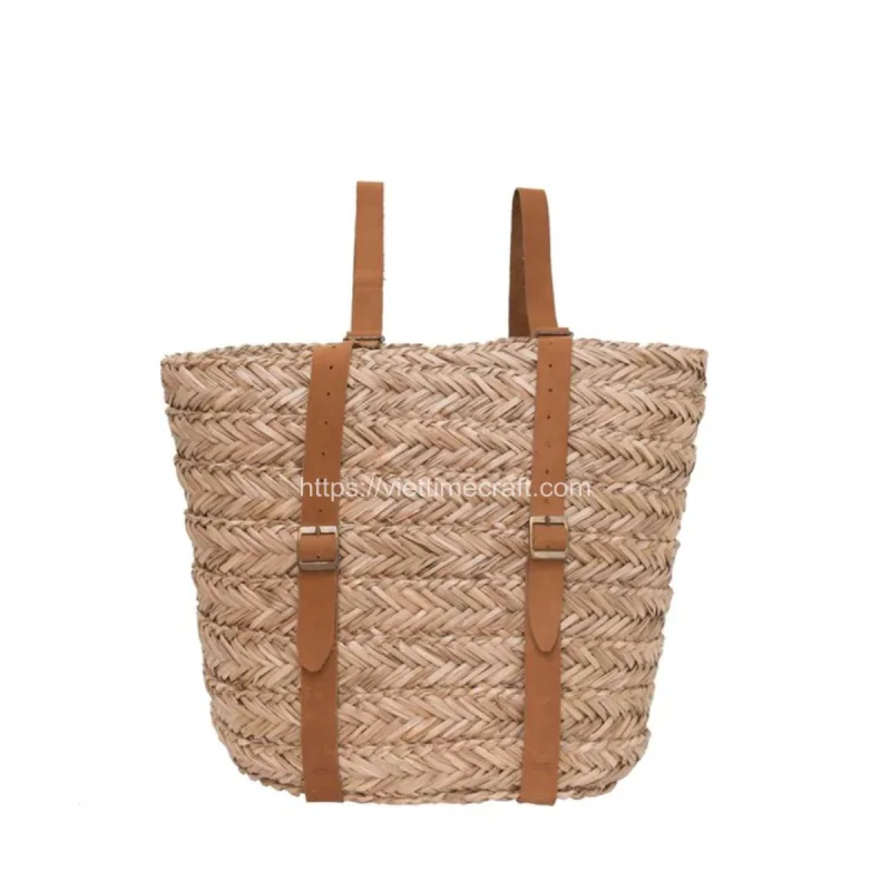 Hand Woven Seagrass Bag Mix Leather