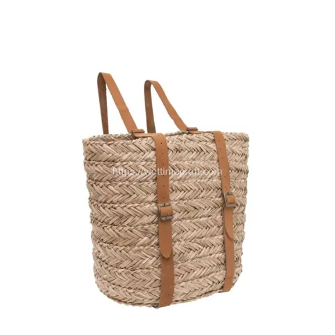 Hand Woven Seagrass Bag Mix Leather