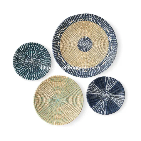 Set Of 4 Seagrass Wall Basket Decor
