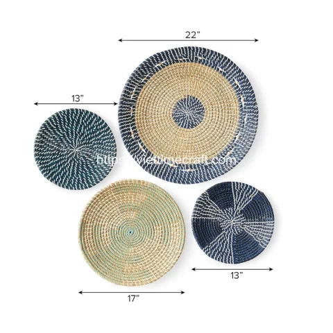 Set Of 4 Seagrass Wall Basket Decor