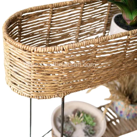 Large Oval Seagrass Planter With Iron Stand