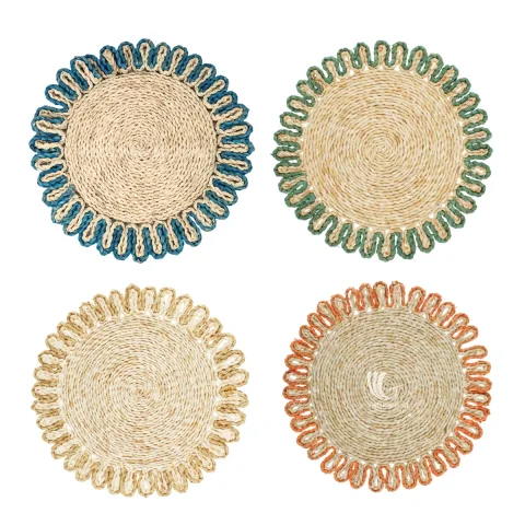 Rattan Export Handwoven Seagrass Placemats and Coasters Eco-Friendly Dining Set - REX-C00689-1