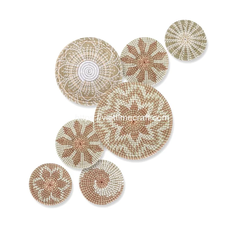 Eco Friendly Set Of 6 Seagrass Wall Basket Decor