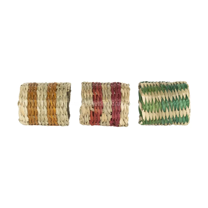 Set of 3 Colorful Seagrass Napkin Ring Vietnam Manufacturer