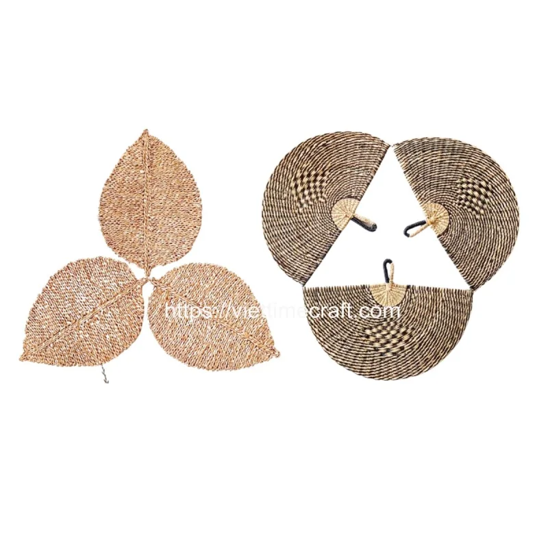 Rustic Touch Set Of 6 Seagrass Fans Leafs For Wall Art