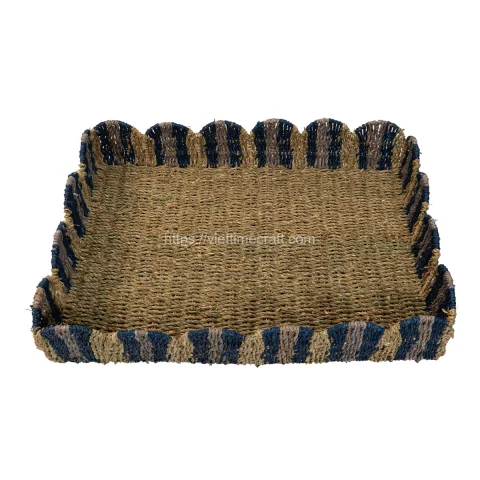 Set 3 Of Household Essentials Seagrass Scalloped Tray Wholesale