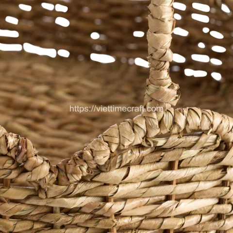 Handwoven Natural Seagrass Scalloped 3 Tier Storage Tower