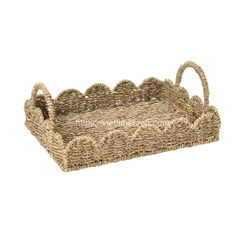 Scalloped Edge Seagrass Serving Tray Wholesale