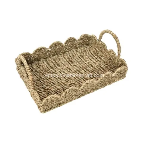 Scalloped Edge Seagrass Serving Tray Wholesale