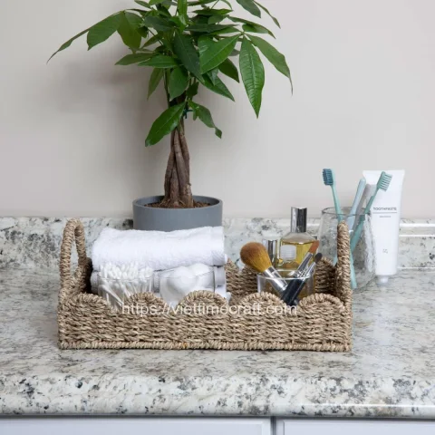 Scalloped Edge Seagrass Serving Tray Wholesale
