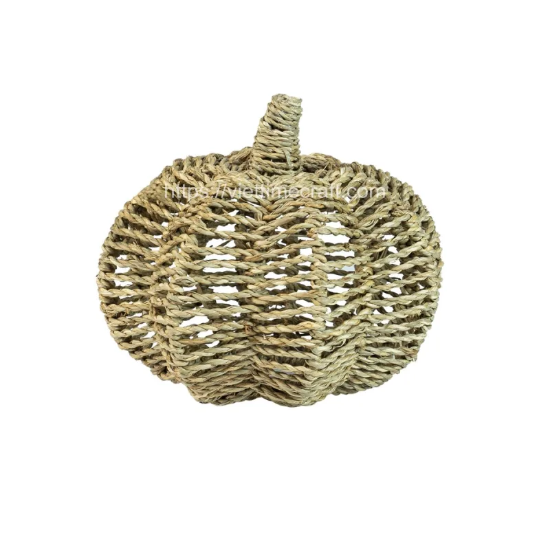 Handwoven Seagrass Pumpkin Basket Decoration for Halloween