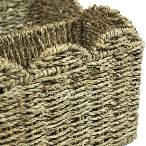 Natural Scalloped Seagrass Storage Basket/ Container Wholesale – C00721