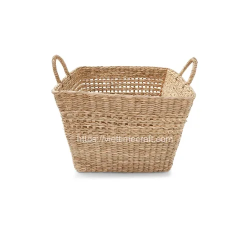 Woven Seagrass Storage Basket With Two Handles Wholesale