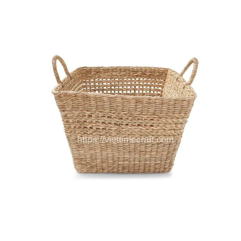 Woven Seagrass Storage Basket With Two Handles Wholesale