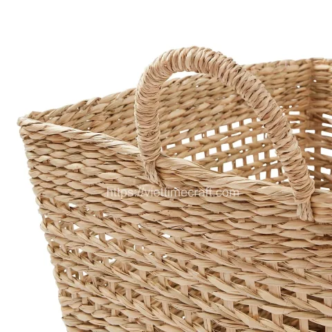 Woven Seagrass Storage Basket With Two Handles Wholesale