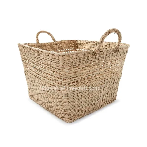Woven Seagrass Storage Basket With Two Handles Wholesale