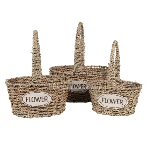 Wholesale Oval Seagrass Storage Basket, Gift Hamper With Handle Vietnam