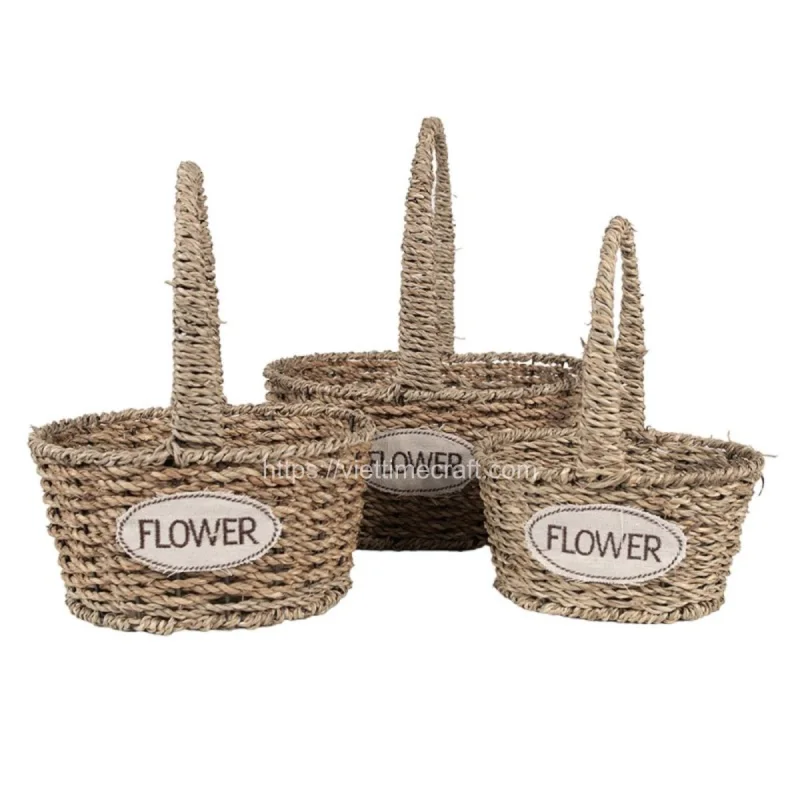 Wholesale Oval Seagrass Storage Basket, Gift Hamper With Handle Vietnam