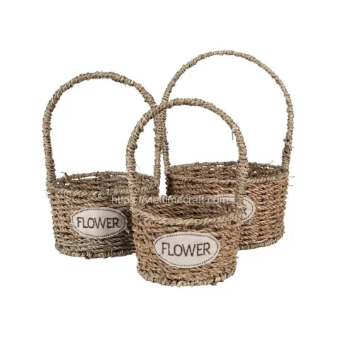 Wholesale Oval Seagrass Storage Basket, Gift Hamper With Handle Vietnam