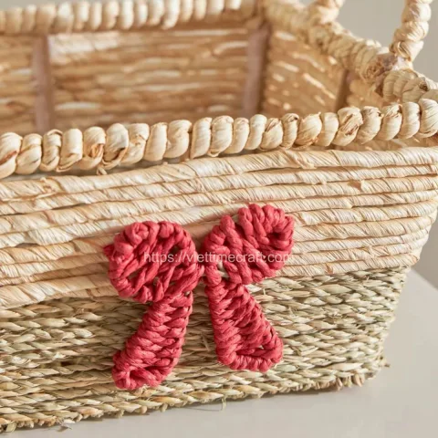 Set of 2 – Cute Seagrass Storage Basket with Bow Tie for Valentine