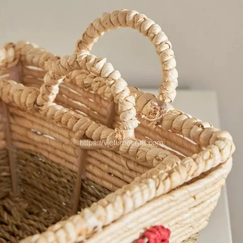 Set of 2 – Cute Seagrass Storage Basket with Bow Tie for Valentine