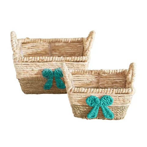 Rattan Export adorabile set da 2 seagrass cesto portaoggetti con fiocco Tie, cesto regalo per San Valentino - REX-C00727