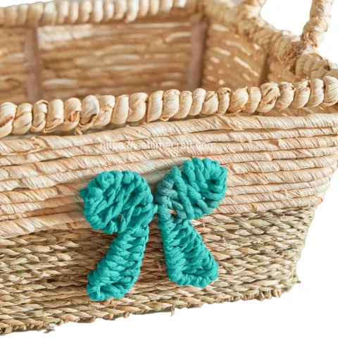 Adorable Set 2 Seagrass Storage Basket with Bow Tie, Gift Basket for Valentine