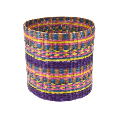 Colorful Round Seagrass Storage Baskets/ Planter Vietnam Manufacturer Wholesale