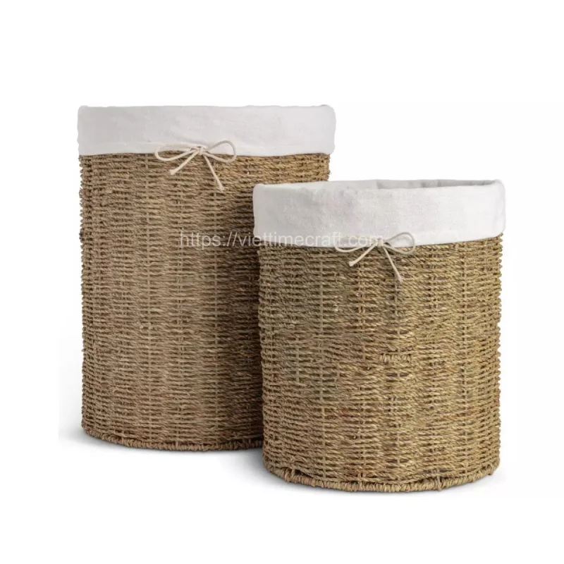 Woven Seagrass Lined Laundry Basket Manufacturer Wholesale