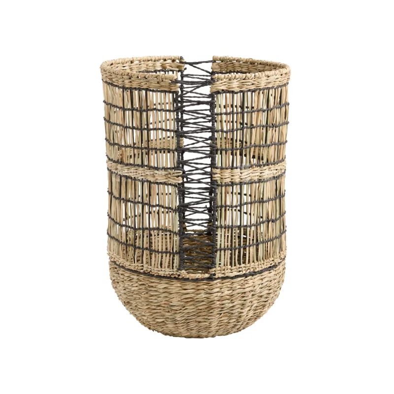 Black And Natural Seagrass Laundry Basket Manufacturer Viettimecraft Wholesale