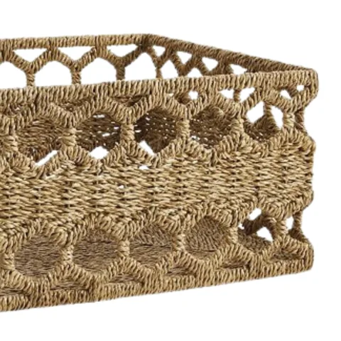 Set of 2 Furniture Arrangement Tray Seagrass Storage Basket