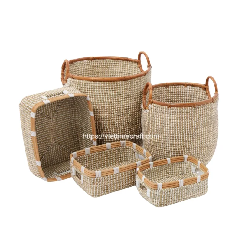 Best Selling Set 6 Of Seagrass Basket With Plastic String