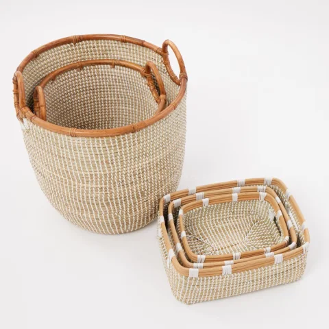 Best Selling Set 6 Of Seagrass Basket With Plastic String