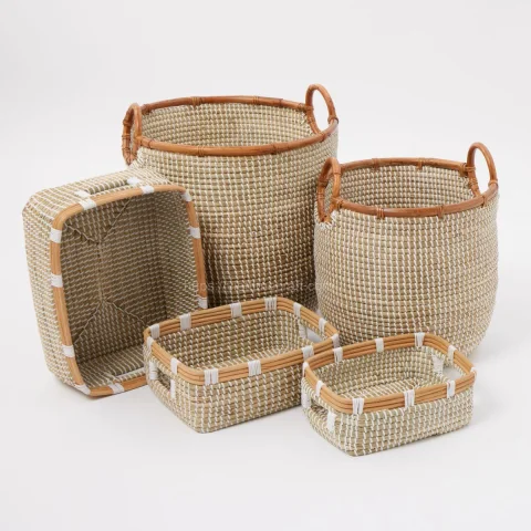 Best Selling Set 6 Of Seagrass Basket With Plastic String
