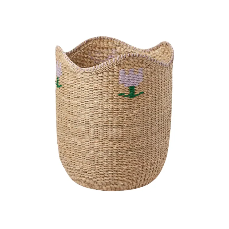 Best Woven Seagrass Basket Flower Embroidered Manufacturer