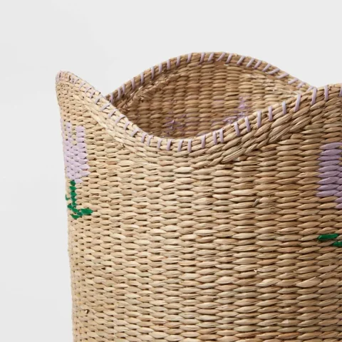 Best Woven Seagrass Basket Flower Embroidered Manufacturer