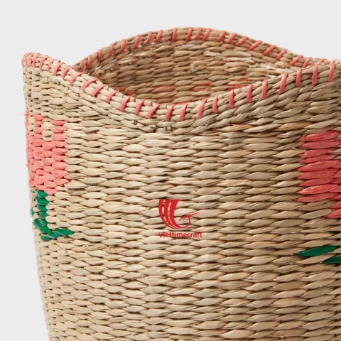 Best Woven Seagrass Basket Flower Embroidered Manufacturer