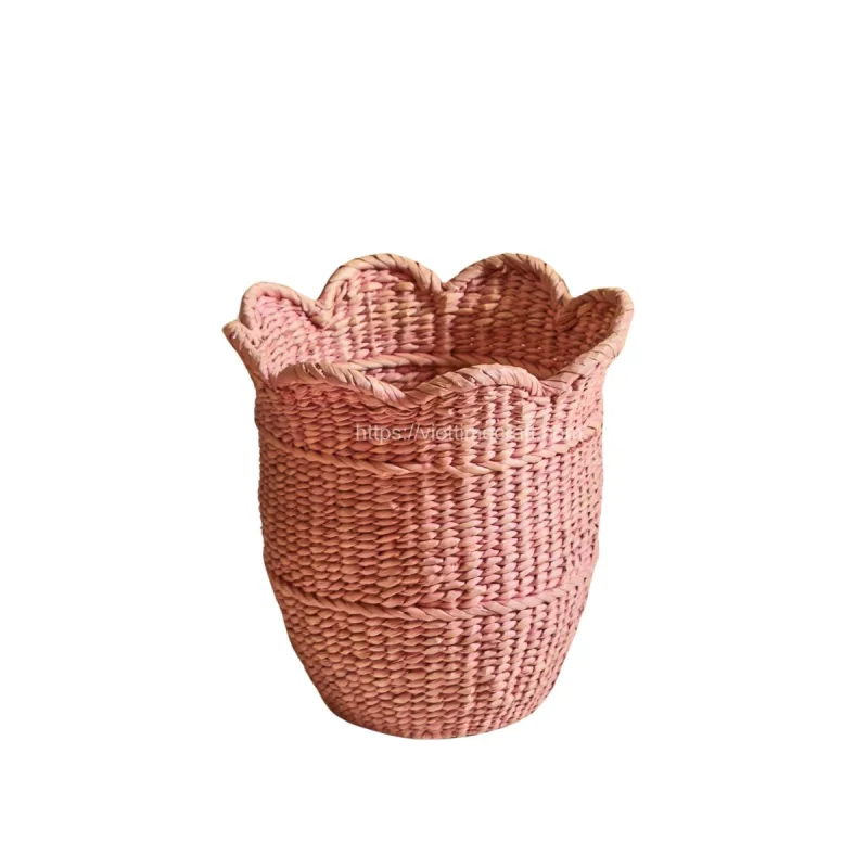 New Arrival Pink Seagrass Tulip Basket, Laundry Basket For kid