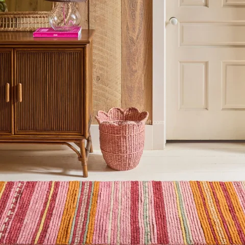 New Arrival Pink Seagrass Tulip Basket, Laundry Basket For kid