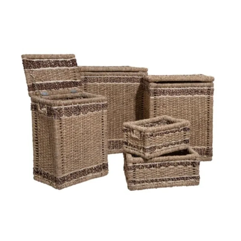 Wholesale Set Of 5 Seagrass Rectangular Baskets