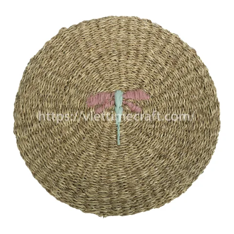 Rattan Export Embroidered Seagrass Placemat with Dragonfly Design - REX-C00759
