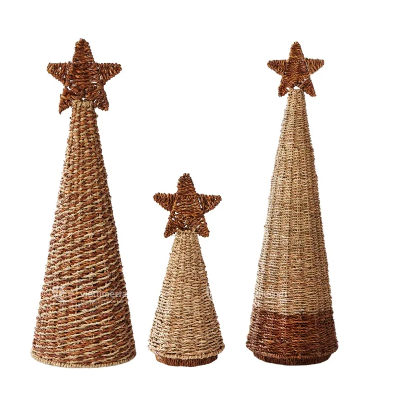 Sustainable Seagrass Christmas Tree Table Decor, Holiday Touch Home Decoration Wholesale