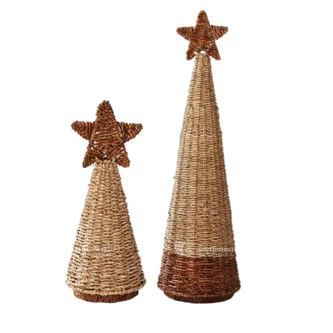 Sustainable Seagrass Christmas Tree Table Decor, Holiday Touch Home Decoration Wholesale