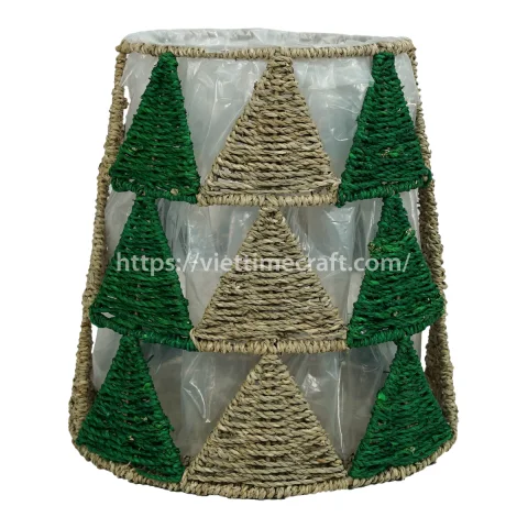 Seagrass Planter Basket with Christmas Tree Pattern