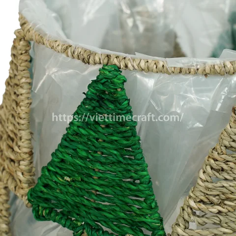 Seagrass Planter Basket with Christmas Tree Pattern