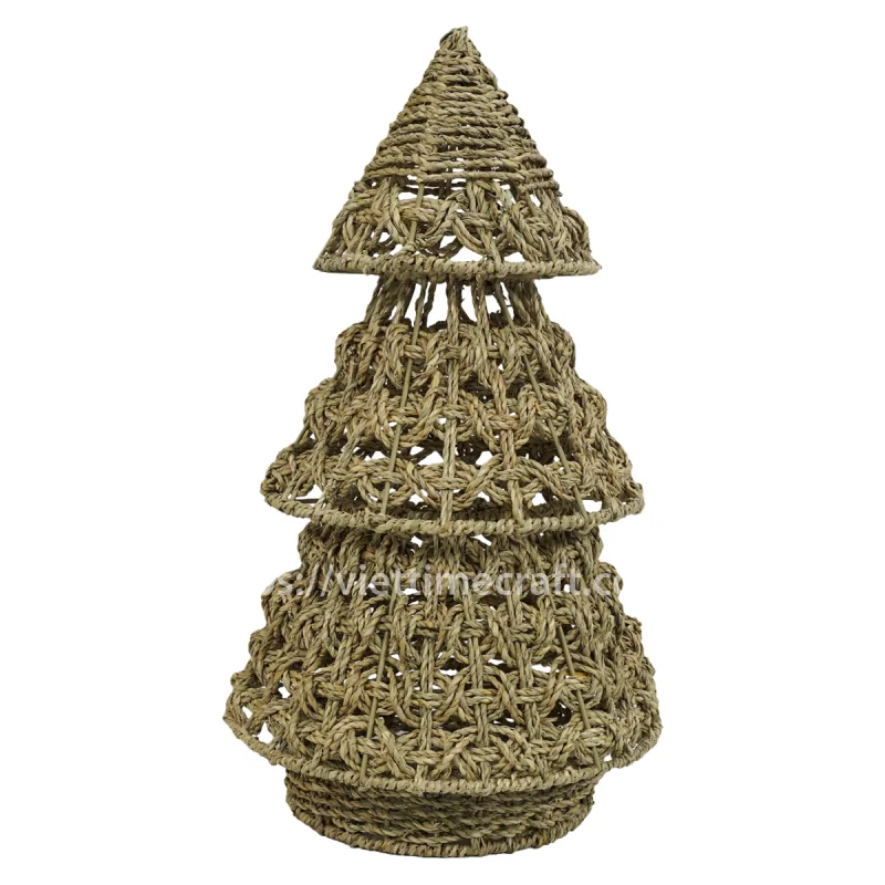 Unique Christmas Centerpiece – Seagrass Mini Christmas Tree Table Decor