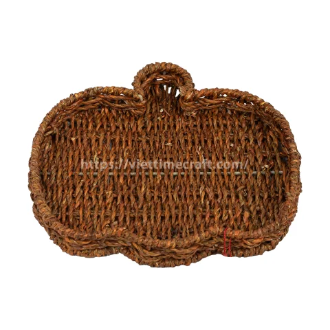 Rattan Export Handwoven Pumpkin Tray – Natural Wicker Fall & Halloween Decor - REX-C00772